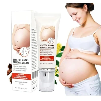 Abbildung von Dehnungsstreifen Entfernen Creme, Stretch Marks Cream, Körper Reparatur Creme mit Centella Glycerol, Reduzierung von für Frauen nach Schwangerschaft,45g