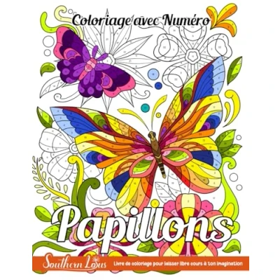Abbildung von coloriage avec Numéro Papillons: Livre de magnifiques papillons accompagnés fleurs pour adultes, femmes, des pages à dessiner se détendre et soulager le stress