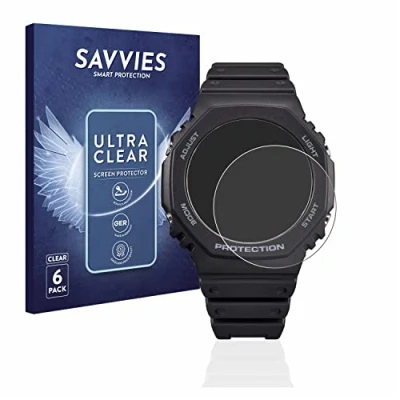 Abbildung von Savvies 6 Stück Schutzfolie für Casio G Shock GA B2100 Displayschutz Folie Ultra Transparent