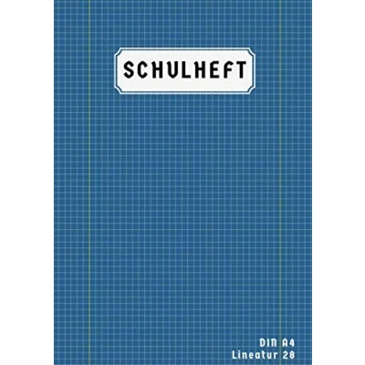Abbildung von Schulheft 28: Heft Din A4 Kariert Doppelrand 50 Blatt Matheheft Lineatur 28 Mit Rand Rechenheft Blau