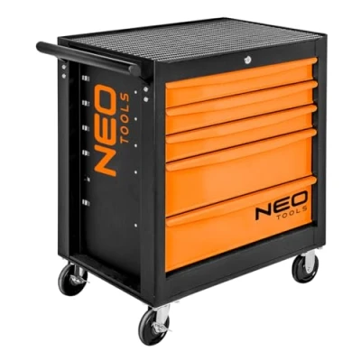 Abbildung von NEO TOOLS Werkstattwagen 5 Fächer Schubladen mit Kugellager Zentral Abschließbar Anti Rutsch Matte Schwenkräder Feststellbremse Mobiler Werkzeug Wagen Werkzeugschrank