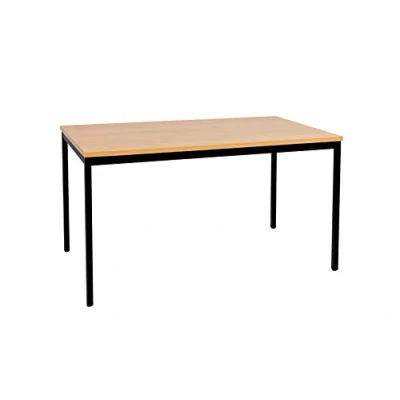 Abbildung von furni24 Schreibtisch Stahl 120x60x75cm, Buche, TÜV/GS Einfache Montage, Arbeitstisch, Bürotisch, Küchentisch, Esstisch, Druckertisch Büro Möbel Arbeitszimmer Computertisch Gaming Tisch Mehrzwecktisch