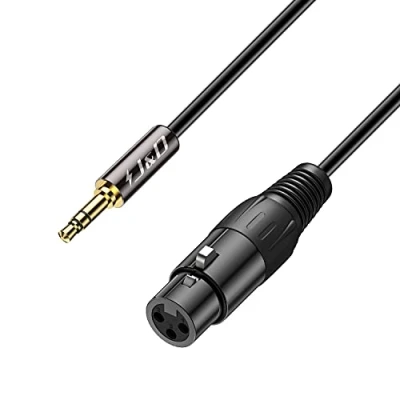 Abbildung von J&amp;D TRS 3,5mm auf XLR Kabel, PVC Geschält 3.5 mm (1/8 Zoll) Männlich zu Weiblich Balanced Kabel 1/8 Audio Adapterkabel für DSLR Kamera, Mikrofon, 2.7m