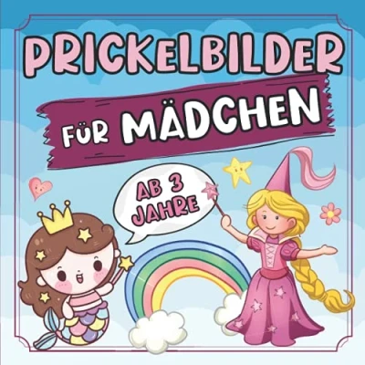 Abbildung von Prickelbilder für Mädchen ab 3 Jahre: 30 Prickelvorlagen Kinder zum Ausmalen, Prickeln, Ausschneiden und Basteln (Lustiges Prickel Block Bücher Mädchen)