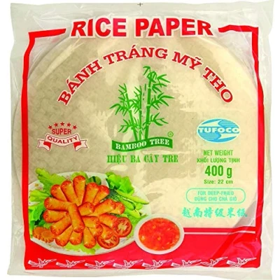 Abbildung von Bamboo Tree Reispapier für Frühlingsrollen rund 22cm Vietnam 400g (rot)