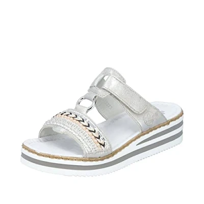 Abbildung von Rieker Pantolette flach, Damen, Größe: 43, Fog/silver Schuhe
