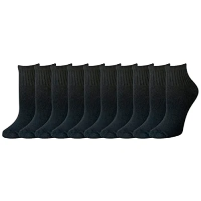 Abbildung von Amazon Essentials Damen Leicht Gepolsterte Knöchelsocken aus Baumwolle, 10 Paar, Schwarz, 38.5 43