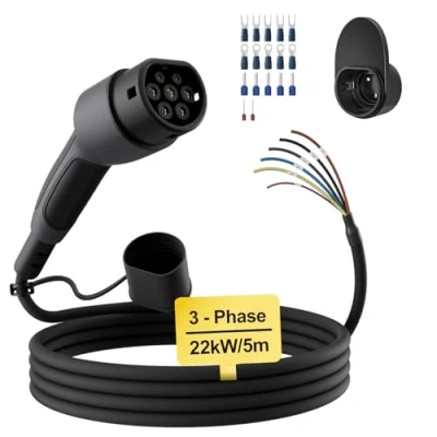 Abbildung von dé Typ 2 Ladekabel offenes Ende 22kW [3 Phasen 5m 32A] Freiem Kabelende für Wallbox/Ladestation Ersatzkabel