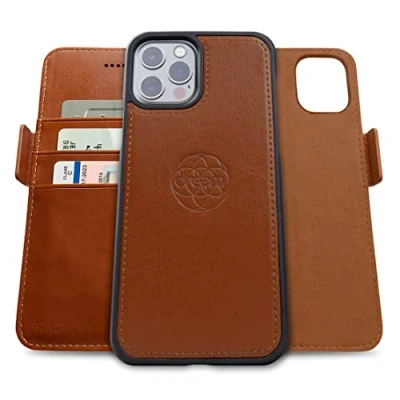 Abbildung von Dreem Fibonacci kompatibel mit iPhone 13 Pro Brieftaschen Etui / 2 in 1 stoßfestes und abnehmbares Folio aus veganem Leder, MagSafe kompatibel, RFID Schutz [Karamell]