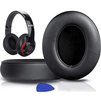 Abbildung von SoloWIT® professionelle Ersatz Ohrpolster für Beats Studio 2 &amp; 3 Kabellose verdrahtete Over Ear Kopfhörer mit weichem Proteinleder, Geräuschisolierung Memory Schaum