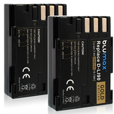 Abbildung von 2X Blumax Gold Edition D LI90 DLI90 Akku kompatibel mit Pentax K 3 II, K3 II 5, K5 5II, 5IIs, IIs 7, K7 01, K01 645D 645Z 2040mAh 7,4V 15,1Wh