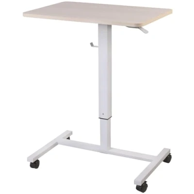 Abbildung von General Office Computertisch: Hydraulisch höhenverstellbarer Lift Schreibtisch mit Rollen, Holzoptik (Stehtisch, Sitz Steh Schreibtisch, Mini Beamer)