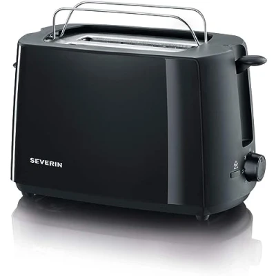 Abbildung von SEVERIN Automatik Toaster, Toastgerät mit Brötchenaufsatz, hochwertig, Krümelschublade und 700 W Leistung, schwarz, AT 2287