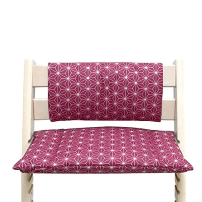 Abbildung von Blausberg Baby ABWASCHBAR BESCHICHTET Sitzkissen Set Junior für Stokke Tripp Trapp (ohne Schlitz im Sitzkissen) Happy Star Cranberry Rot