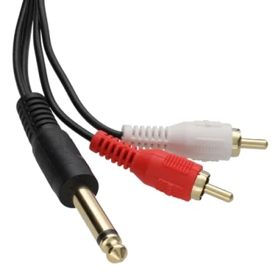 Abbildung von 6,35 mm Mono Klinkenstecker Stecker Zum Cinch Chinch Abgeschirmtes Audio Kabel 5 m [5 Meter/5m]