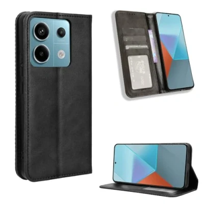 Abbildung von COMAKU Multifunktionale Xiaomi Poco X6 Hülle, Geldbeutel Handyhülle mit eingebauten Kartenfächern Schwarz