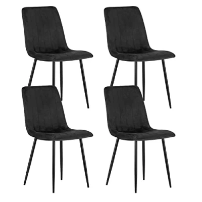 Abbildung von Home Collective Esszimmerstuhl 2er, 4er Set Polsterstuhl Stuhl Wohnzimmerstuhl (4 St), Polster, 4x schwarz mit schwarzen Beinen