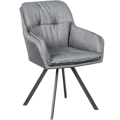 Abbildung von riess ambiente Armlehnstuhl MR. LOUNGER grau / schwarz (Einzelartikel, 1 St), Esszimmer · Webstoff Metall mit Armlehne 180 drehbar Retro