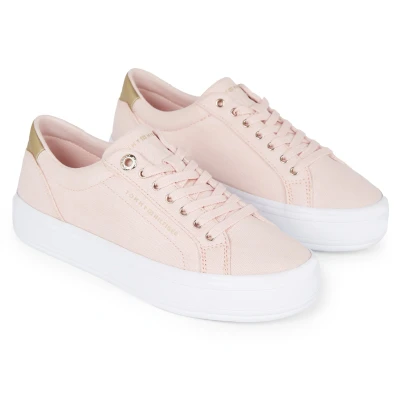 Abbildung von Tommy Hilfiger ESSENTIAL VULC CANVAS SNEAKER Plateausneaker Kontrastbesatz in Metallicoptik, Freizeitschuh, Halbschuh, Schnürschuh