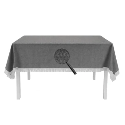 Abbildung von EXKLUSIV HEIMTEXTIL Gartentischdecke mit Fransen Tischdecke rund oval eckig Classic 130x180 cm dunkelgrau