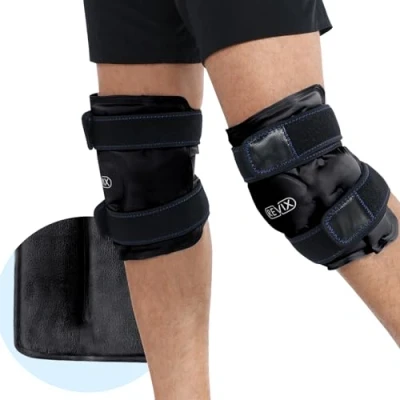 Abbildung von REVIX Wiederverwendbare Knie Kühlpads zur Schmerzlinderung, Eispackung mit Kältetherapie für Knieersatzoperationen, Verletzungen, Schwellungen, Prellungen und Arthritis, Schwarz