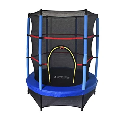 Abbildung von Outdoor Toys Trampolin für Kinder, Happy Jump Blue, Durchmesser 140 cm, mit Sicherheitsnetz