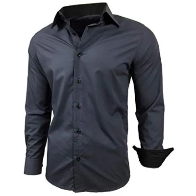 Abbildung von BAXBOY Langarmhemd Kentkragen Businesshemd Slim Fit Hemd mit farblich abgesetzten