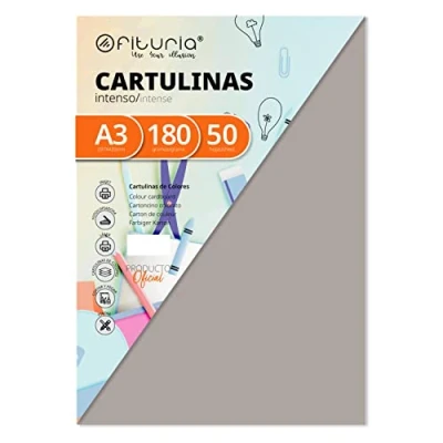 Abbildung von Pack 50 Cartulinas Color Gris Tamaño A3 180g