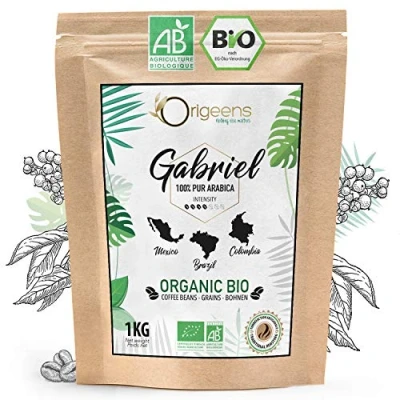 Abbildung von ORIGEENS BIO Kaffeebohnen 1kg Biologische Arabica Kaffee Ganze Bohnen Säurearm Traditionelle Röstung Gabriel