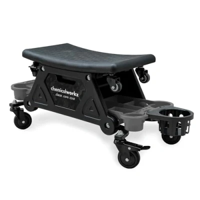 Abbildung von chemicalworkz® Detailing Creeper Sitzhocker rollbar Werkstatthocker 140kg, Fahrbarer Werkstatt Rollsitz Werkstattsitz mit Rollen und Ablagen, KfZ Werkstatthocker, Montagehocker
