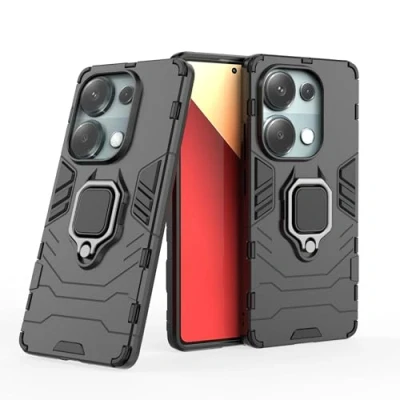 Abbildung von Hülle für Xiaomi Redmi Note 13 Pro 4G / Poco M6 Drehbar Ringhalter Cover Magnet Bumper Handyhülle Case Stoßfest Doppelschichter Schutzhülle Outdoor Shock Absorption Mit Ring (Schwarz)