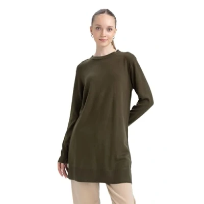 Abbildung von DeFacto Damen Oversize Shirt Tunika Langarm Longshirt Bequeme Tops für Lässiges Langarmshirt Regular Fit C Neck