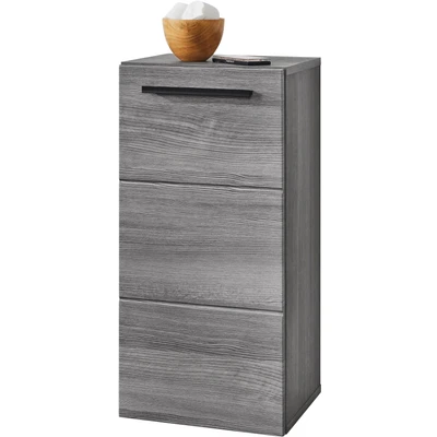 Abbildung von SILVER Badezimmer Kommode in Rauchsilber FSC zertifiziert Badezimmerschrank Bad Schrank mit viel Stauraum 34 x 72 30 cm (B/H/T)