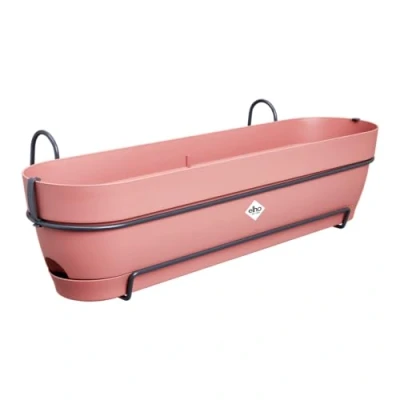 Abbildung von elho Vibia Campana Balkonkasten Allin1 70 mit Wasserreservoir Übertopf für Balkon 100% recyceltem Plastik Ø 70.4 x H 17.7 cm Rosa/Puderrosa