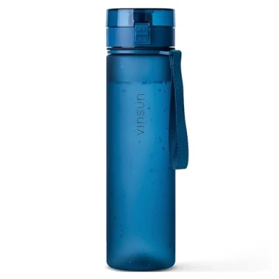 Abbildung von Vinsun Trinkflasche 1L, Kohlensäure geeignet, auslaufsicher Dunkel Blau, BPA frei, Geruchs und Geschmacksneutral, Kohlensäure,