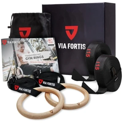 Abbildung von Premium Gym Rings Turnringe aus Holz für Home Gym. Fitness &amp; Cross Training