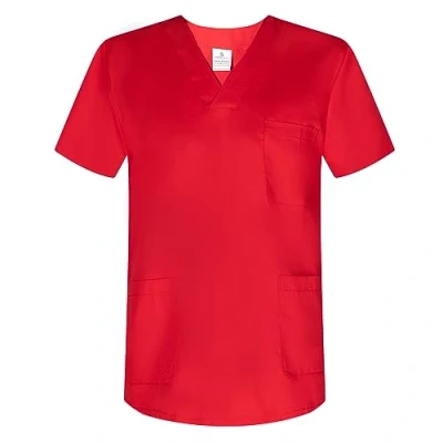 Abbildung von MISEMIYA Medizinische Uniformen Unisex Top Krankenschwester Krankenhaus Berufskleidung Medium, Rot