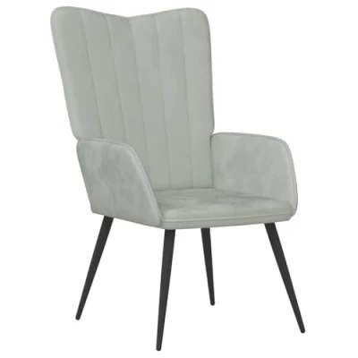 Abbildung von vidaXL Relaxsessel, Sessel mit Stahlrahmen, Relaxstuhl Polsterstuhl Armlehne, Fernsehsessel Polstersessel Wohnzimmer, Modern, Hellgrau Samt