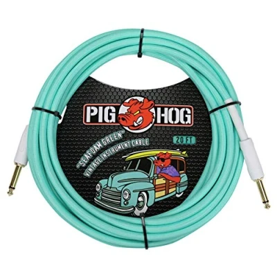 Abbildung von Pig Hog Vintage Serie Instrumentenkabel, Seafoam Green, 6m/20ft, 6.35 (1/4) auf (1/4), Hochwertige Qualität, Gewebt