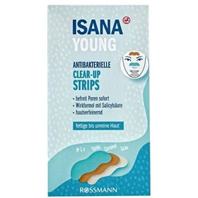 Abbildung von ISANA Young Clear up Strips für fettige unreine Haut, schnelle Hilfe gegen Pickel &amp; Mitesser, 2er Pack (2 x 3 Stück)