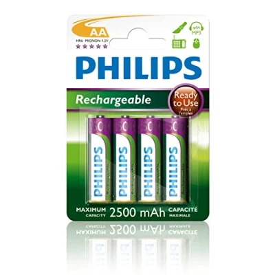 Abbildung von PHILIPS AA Batterien HR03 Wiederaufladbare NiMH 1.2V 500 Aufladungen 2500mAh