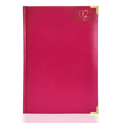 Abbildung von G4GADGET 2025 A5 Wochenansicht, rosa Terminplaner, Woche auf 2 Seiten, Wochenkalender für Zuhause und Büro, Schreibtisch Tagebuch