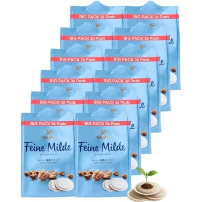 Abbildung von Tchibo Kaffeepads Vorratspack Maxipack, Feine Milde, 432 Stück 12x 36 Pads (Kaffee, mild mit sanften Röstaromen), nachhaltig, geeignet für Senseo Maschinen
