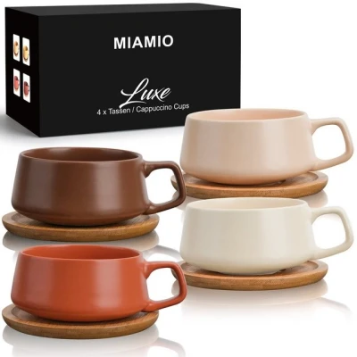 Abbildung von MiaMio Cappuccinotasse 4 x 320 ml Cappuccinotassen Set, Cappuccino Tassen (Beige Pastell)