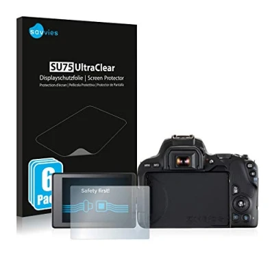 Abbildung von Savvies 6 Stück Schutzfolie für Canon EOS 200D Displayschutz Folie Ultra Transparent