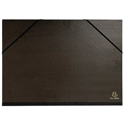 Abbildung von Exacompta 548015E Zeichenmappe (mit Gummizug und 3 klappen für format Din A3, Kraft, 32 x 45 cm) schwarz
