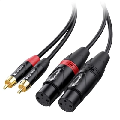 Abbildung von Cable Matters Dual XLR auf Cinch Kabel 3m, Buchse RCA (Dual Kabel) 3 m