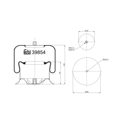 Abbildung von FEBI BILSTEIN 39854 Federbalg, Luftfederung MERCEDES BENZ: ATEGO 2, ACTROS MP2 / MP3