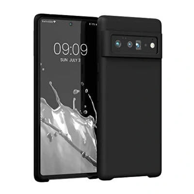 Abbildung von kwmobile Hülle kompatibel mit Google Pixel 6 Pro Silikon Handy Case Handyhülle weiche Oberfläche kabelloses Laden Schwarz