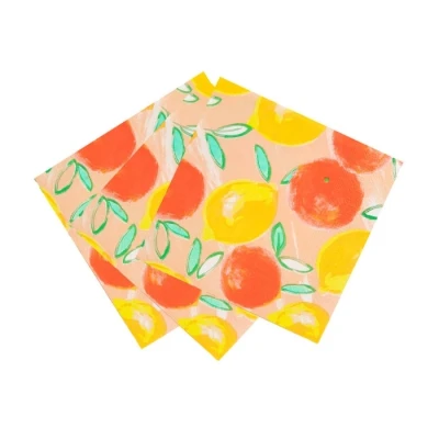 Abbildung von Talking Tables 20 Stück Servietten Zitrusfrucht Zitronen und Orangen Bunte Papierservietten für Decoupage Einweg Partygeschirr Sommer, Essen im Freien Garten, Picknick, BBQ, Rosa, Mittel